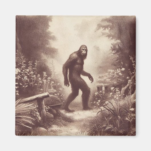 Bigfoot Vintag Illustration Folklore Magnet (Vorne)