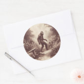 Bigfoot Vintag Illustration Folklore Runder Aufkleber (Umschlag)
