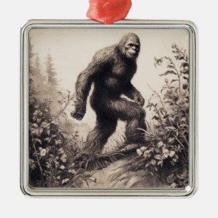 Bigfoot Vintage-Illustration Folklore Ornament Aus Metall