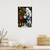 Bigfoot Vs Yeti, Boxmatch, A.I Comic Art Poster (Küche)
