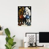 Bigfoot Vs Yeti, Boxmatch, A.I Comic Art Poster (Heimbüro)