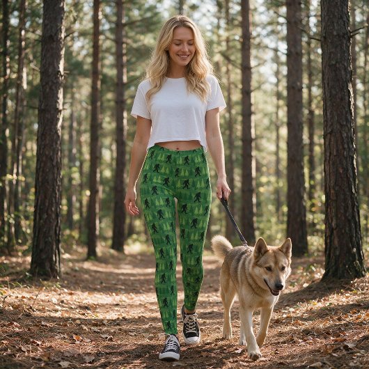 Bigfoot-Wald-Kiefernbaum-Muster Leggings
