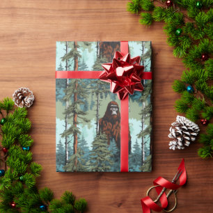 Bigfoot-Wald-Starren-Angst  Geschenkpapier