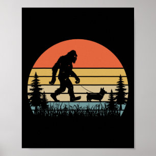 Bigfoot Walking Corgi Dog Funny Valentinstag Lov Poster