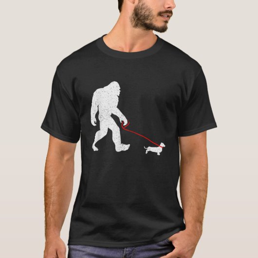 Bigfoot Walking Dachshund Weiner Dog Sasquatch Gif T-Shirt (Vorderseite)