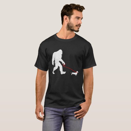 Bigfoot Walking Dachshund Weiner Dog Sasquatch Gif T-Shirt (Vorne ganz)