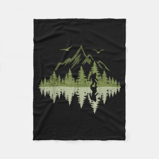 Bigfoot Walking Forest Sasquatch Woods Parks Men W Fleecedecke (Vorderseite)