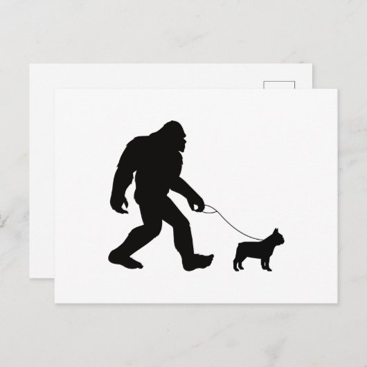 Bigfoot Walking French Bulldog Postkarte (Vorne/Hinten)