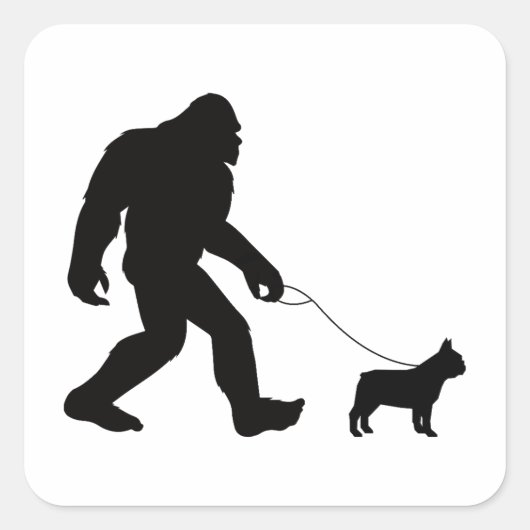 Bigfoot Walking French Bulldog Quadratischer Aufkleber (Vorderseite)