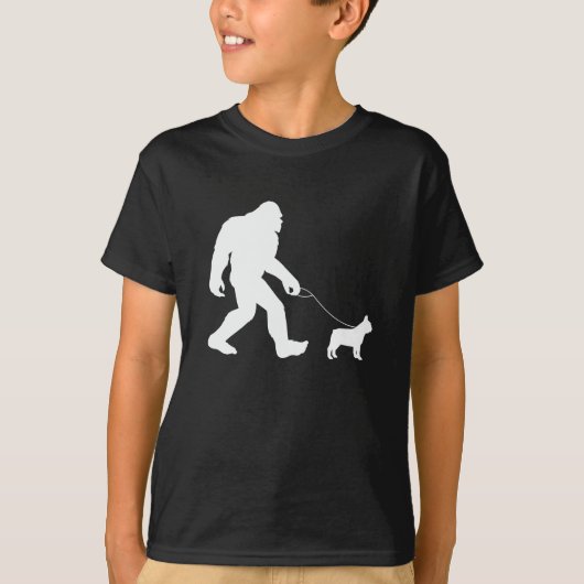 Bigfoot Walking French Bulldog T-Shirt (Vorderseite)