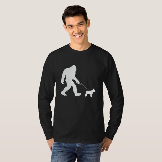Bigfoot Walking French Bulldog T-Shirt (Vorne ganz)