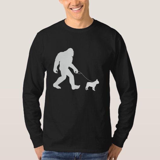 Bigfoot Walking French Bulldog T-Shirt (Vorderseite)