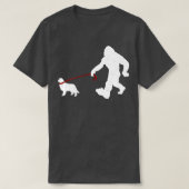 Bigfoot Walking mit Neufundland Dog Funny Bigfoo T-Shirt (Design vorne)