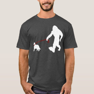 Bigfoot Walking mit Neufundland Dog Funny Bigfoo T-Shirt