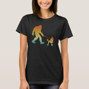 Bigfoot Walking Poodle Funny Sasquatch Haustier Hu T-Shirt