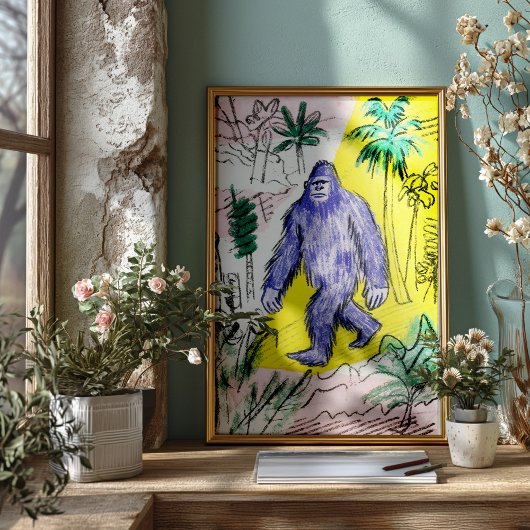 Bigfoot Walking Poster Druck Wandkunst