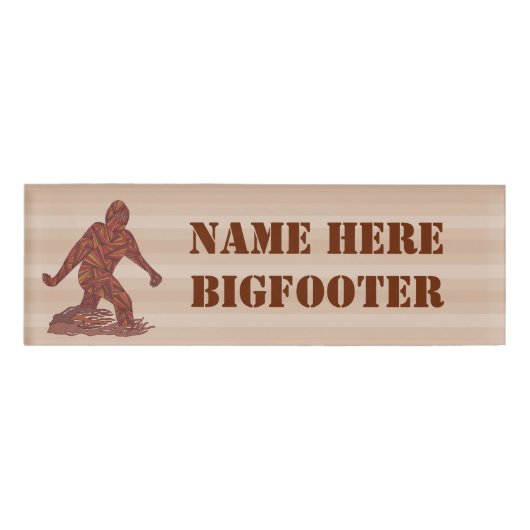 Bigfoot Walking Sasquatch Crypto Sonnenname Hier Namenschild (Vorderseite)