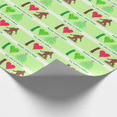 Bigfoot Walking Sasquatch I Herz Weihnachtsspass Geschenkpapier (Ecke)