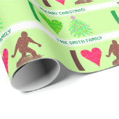 Bigfoot Walking Sasquatch I Herz Weihnachtsspass Geschenkpapier (Rolleneckpunkt)
