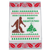 Bigfoot Walking Sasquatch Silver Red Funny Mittlere Geschenktüte (Rückseite)