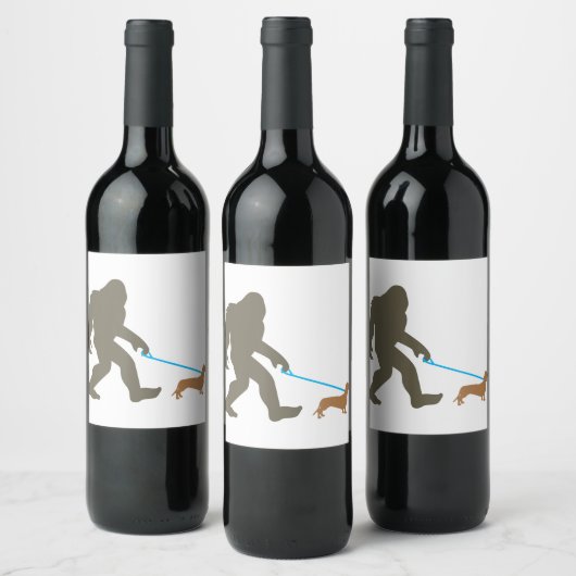 Bigfoot Wandern Dackel Sasquatch Dackel Dog Gesche Weinetikett (Flaschen)