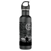 Bigfoot Wandern im Forest Moon Night Sky Sasqu Edelstahlflasche (Vorderseite)