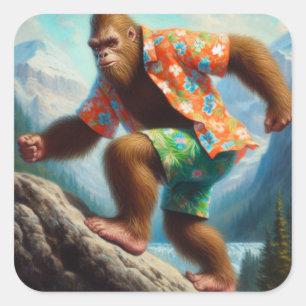 Bigfoot Wandern Quadratischer Aufkleber