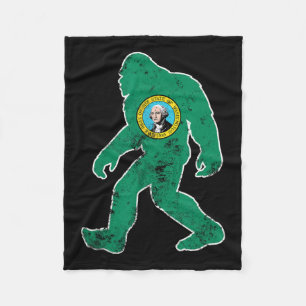 Bigfoot Washington Flag Staat Sasquatch Men Women Fleecedecke