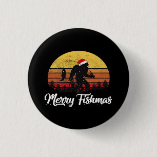 Bigfoot Weihnachten Santa Hut Frohe Fischmas Vinta Button