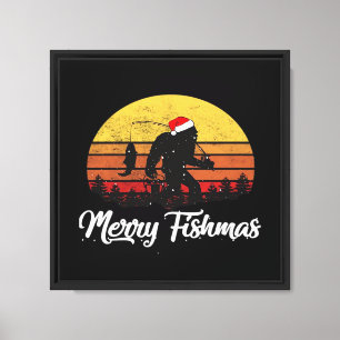 Bigfoot Weihnachten Santa Hut Fröhliche Fishmas Vi Leinwanddruck