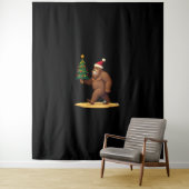 Bigfoot-Weihnachtsbaum-Santa-Hut (1) Wandteppich (Beispiel)