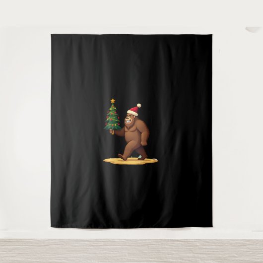 Bigfoot-Weihnachtsbaum-Santa-Hut (1) Wandteppich (Vorderseite)