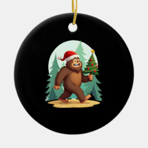 Bigfoot-Weihnachtsbaum-Santa-Hut (2) Keramik Ornament