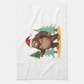 Bigfoot-Weihnachtsbaum-Santa-Hut (4) Geschirrtuch (Vertikal)