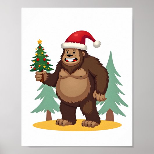 Bigfoot-Weihnachtsbaum-Santa-Hut (4) Poster (Vorne)