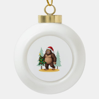 Bigfoot-Weihnachtsbaum-Santa-Hut (5) Keramik Kugel-Ornament