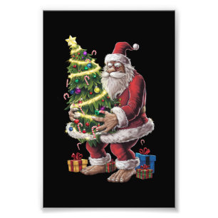 Bigfoot-Weihnachtsbaumlichter Xmas Sasquatch-Fan Fotodruck