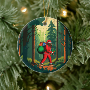 Bigfoot Weihnachtsmann Geschenksack Keramik Ornament