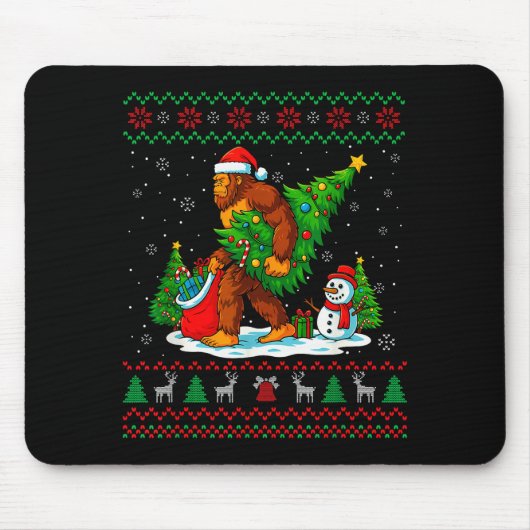 Bigfoot Weihnachtsmann hässlicher Weihnachtsbaum l Mousepad (Vorne)