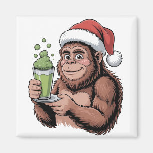 Bigfoot Weihnachtsmann Lustiger Sasquatch hält Mat Magnet