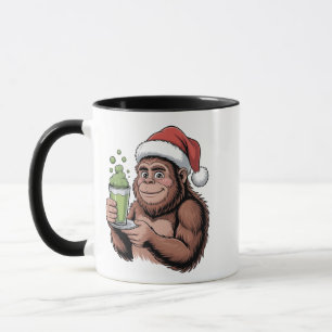 Bigfoot Weihnachtsmann Lustiger Sasquatch hält Mat Tasse