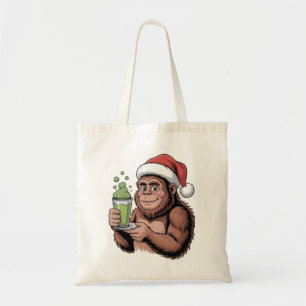 Bigfoot Weihnachtsmann Lustiger Sasquatch hält Mat Tragetasche