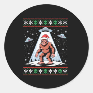 Bigfoot Weihnachtsmann Ufo Alien Lustiger Hässlich Runder Aufkleber