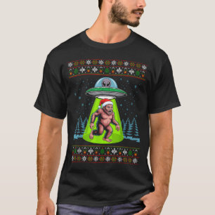 Bigfoot Weihnachtsmann Ufo Sasquatch Lustiger Häss T-Shirt
