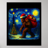 Bigfoot Weihnachtsmann Weihnachten Sternen Nacht S Poster (Vorne)