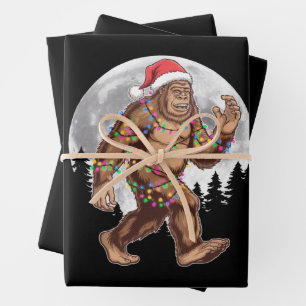 Bigfoot Weihnachtsmann Weihnachtsbaum Lichter Xmas Geschenkpapier Set