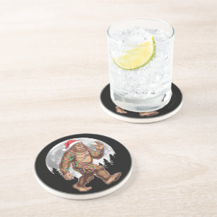 Bigfoot Weihnachtsmann Weihnachtsbaum Lichter Xmas Getränkeuntersetzer