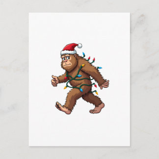 Bigfoot Weihnachtsmann Weihnachtsbaum Lichter Xmas Postkarte