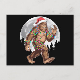 Bigfoot Weihnachtsmann Weihnachtsbaum Lichter Xmas Postkarte
