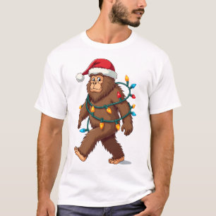 Bigfoot Weihnachtsmann Weihnachtsbaum Lichter Xmas T-Shirt